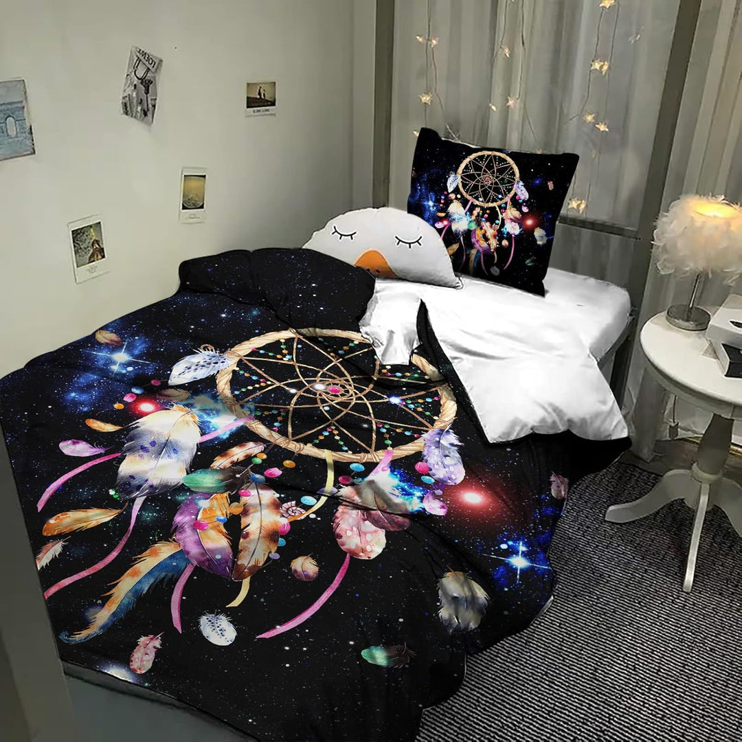 HOMHOMHA Bettbezug, 140 x 200 cm, Traumfänger, 1 Person, Erwachsene, Kinder, Mädchen, mit Kopfkissen