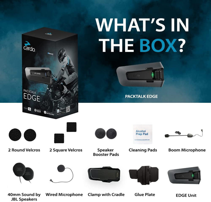 Cardo PACKTALK Edge Motorrad Bluetooth Kommunikationssystem Headset Gegensprechanlage – Doppelpack,