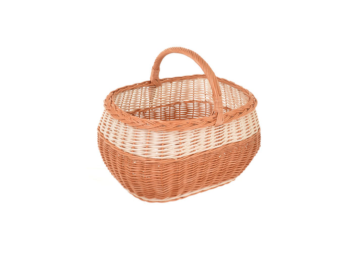 Natural Henkelkorb 42 x 35,5 x 33 cm Einkaufskorb gross geflochten, Weidenkorb, Tragekorb mit henkel