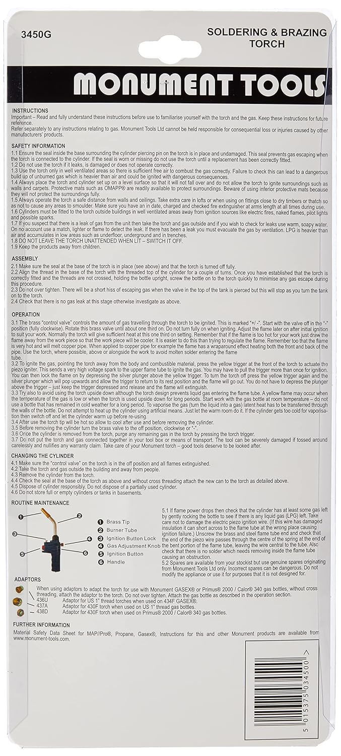 MONUMENT 3450g Gas Torch (fits Cga600 Cylinder)