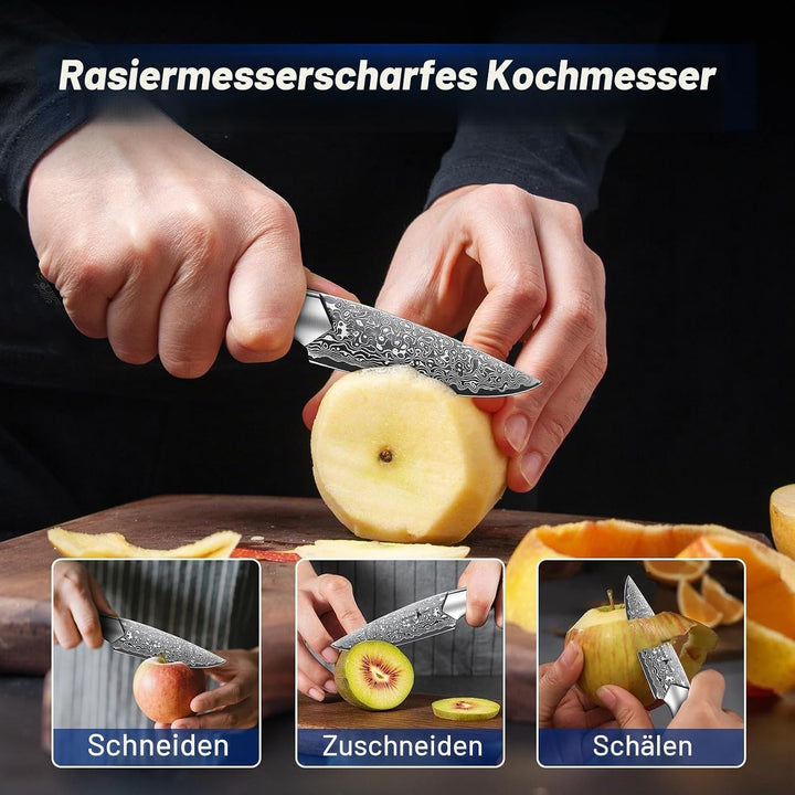 Golden Bird Damastmesser Kochmesser 10cm Gemüsemesser, Japanisches Schälmesser Obstmesser, Hergestel