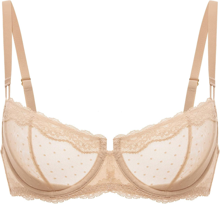 DOBREVA Balconette BH Damen mit Bügel Push Up Dirndl Spitze BHS Sexy Grosse Grössen Ungefüttert 70A