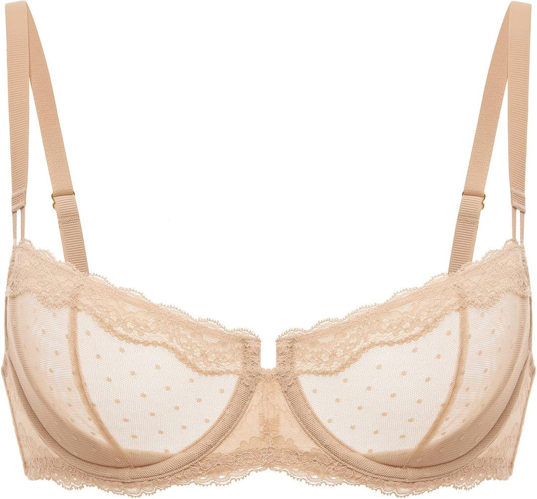 DOBREVA Balconette BH Damen mit Bügel Push Up Dirndl Spitze BHS Sexy Grosse Grössen Ungefüttert 70A