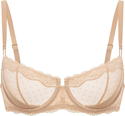 DOBREVA Balconette BH Damen mit Bügel Push Up Dirndl Spitze BHS Sexy Grosse Grössen Ungefüttert 70A