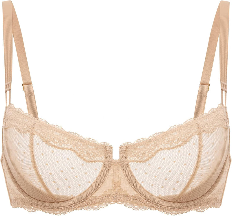 DOBREVA Balconette BH Damen mit Bügel Push Up Dirndl Spitze BHS Sexy Grosse Grössen Ungefüttert 70A