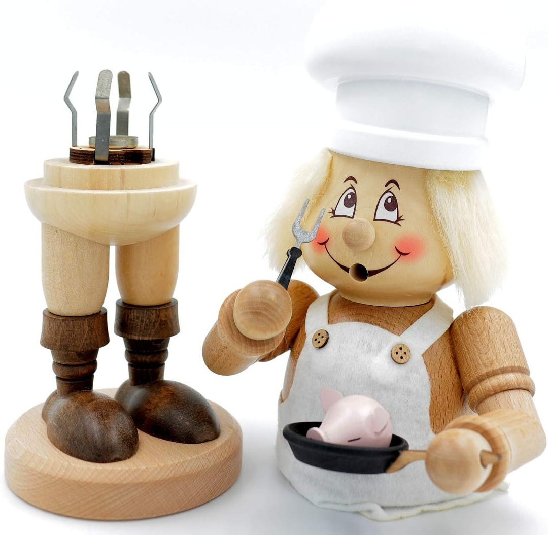 Kuhnert - Original Erzgebirgische Holzkunst Räuchermann Räucherfigur Wichtel 34cm - Koch, Koch