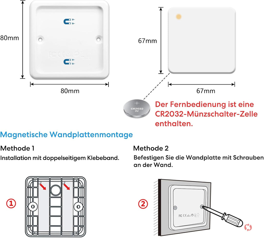 LoraTap Funk-Schalter Set Funk-Empf_nger mit Funk-Wandschalter inkl. magnetischer Wandhalterung 230V