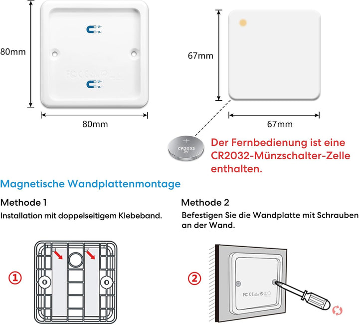 LoraTap Funk-Schalter Set Funk-Empf_nger mit Funk-Wandschalter inkl. magnetischer Wandhalterung 230V