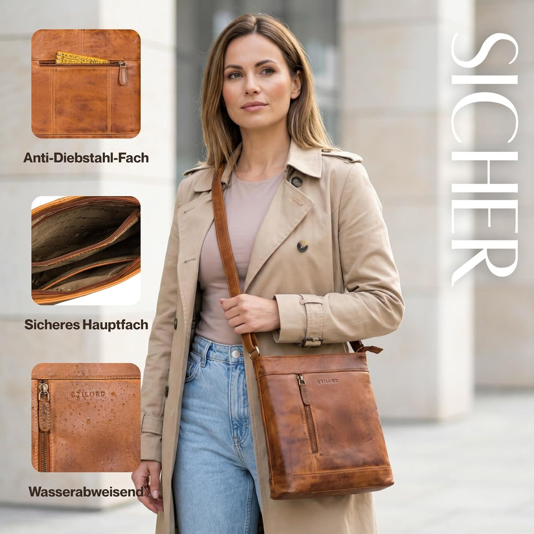 STILORD Moni Stylishe Crossbody Bag Damen Leder Mittel-Gross - Freizeittasche Echtleder Handtasche V