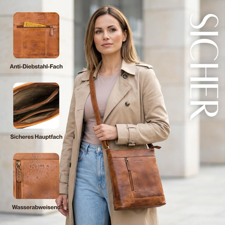 STILORD Moni Stylishe Crossbody Bag Damen Leder Mittel-Gross - Freizeittasche Echtleder Handtasche V