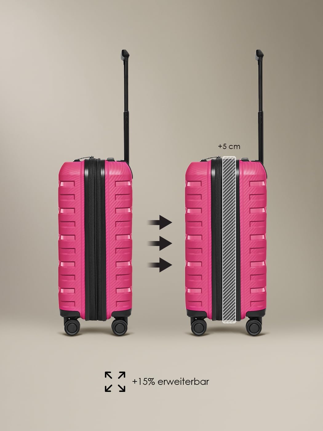 Smartbox Kabinenkoffer Erweiterbar 37x23x55 cm, 42–48L Handgepäck Koffer, Leichter Hartschalen Troll