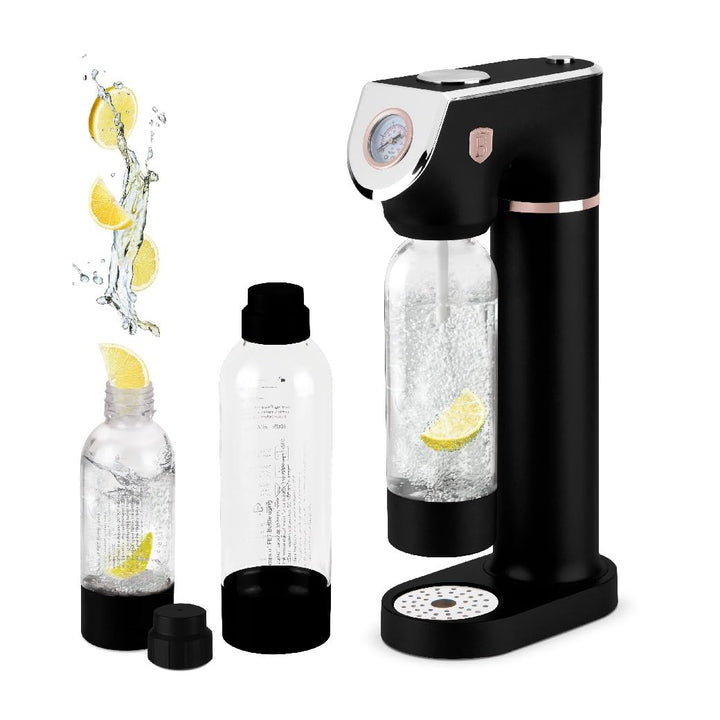 BERLINGER HAUS Sodabar Soda Maker + 2 Bottles Black Rose Collection | Umweltfreundlich und Benutzerf