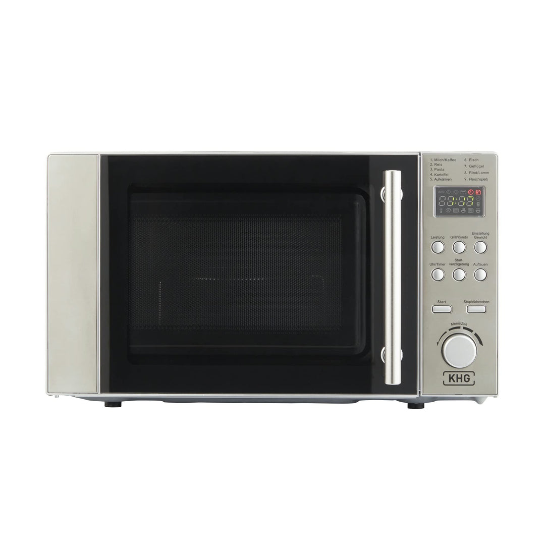 KHG Mikrowelle MW-20.1GS mit Grill 20L aus Metall in silber, 9 Automatikprogramme, 1.200 Watt, inkl.
