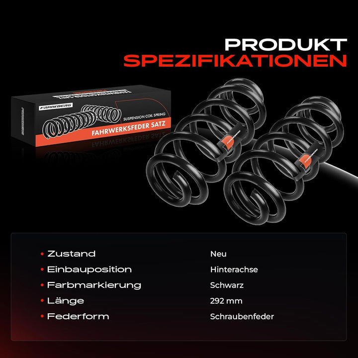 Frankberg 2x Federn Fahrwerksfeder Hinterachse Links Rechts Kompatibel mit Golf V 1K1 3.2 R32 4motio