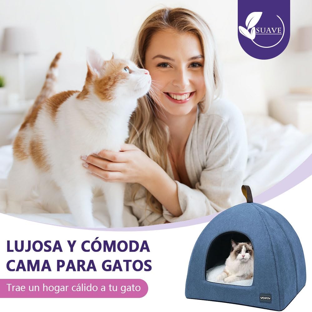 Voarge Katzenhöhle Katzenbett, weiche Katzenhöhle, weiche warme Plüsch-Katzenbetten, Katzennest mit