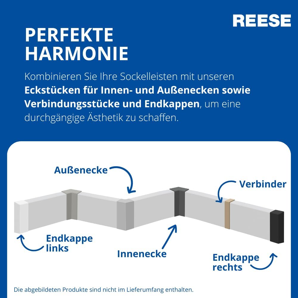 REESE | Sockelleisten | Leipziger Profil | SCHWARZ MDF | 80mm - 10 Stück / 23lfm 80mm 10 Stück / 23l