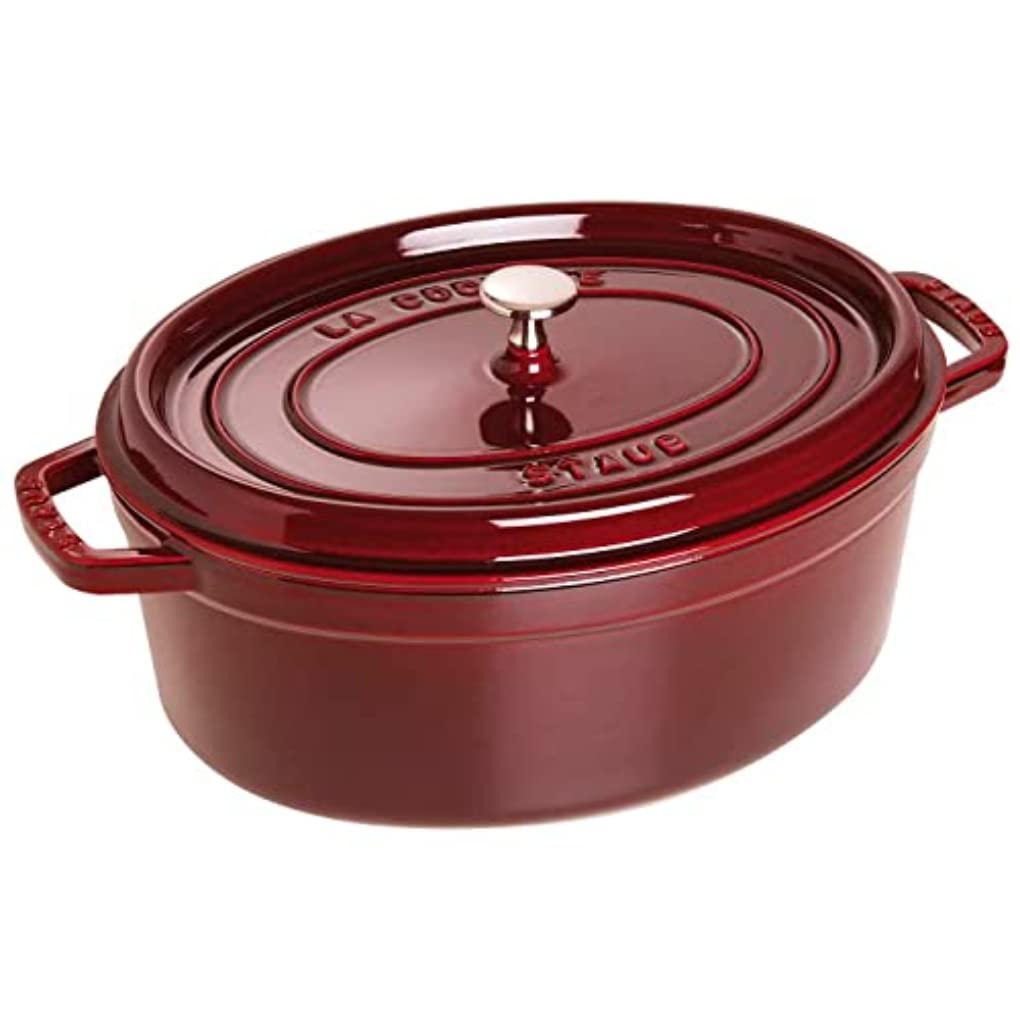 STAUB Gusseisen Bräter/Cocotte, Oval 31 cm, 5,5 L, Aromaregen Funktion, Für alle Herdarten geeignet,