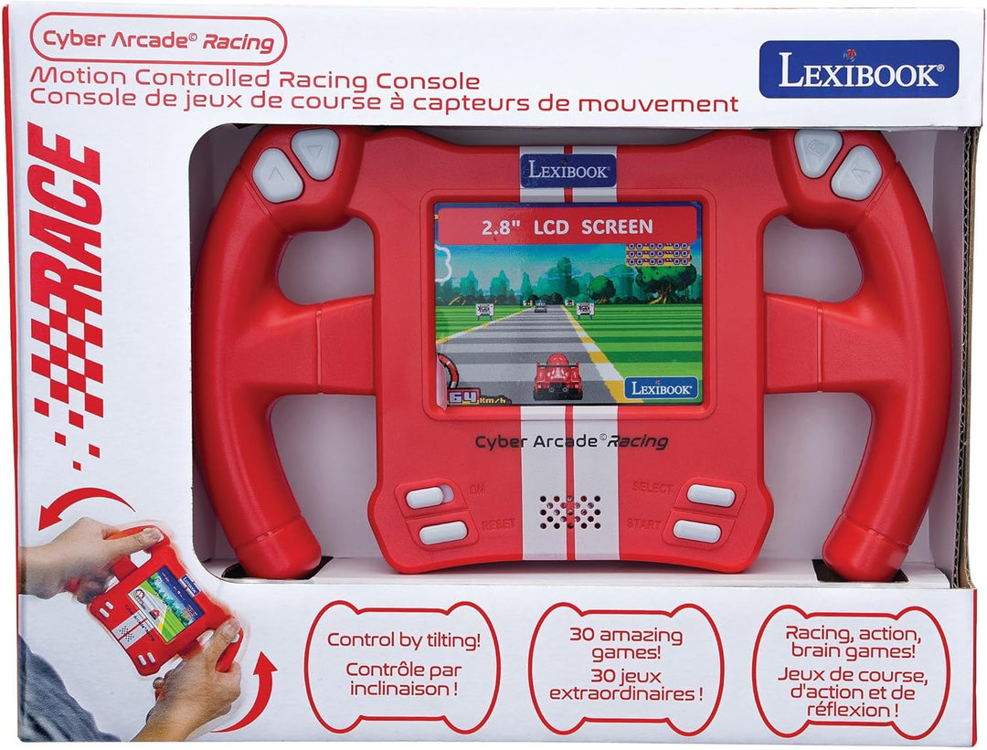 Lexibook, Cyber Arcade Racing, Bewegungsgesteuerte Rennkonsole, 30 Renn-, Action- und Puzzlespiele,
