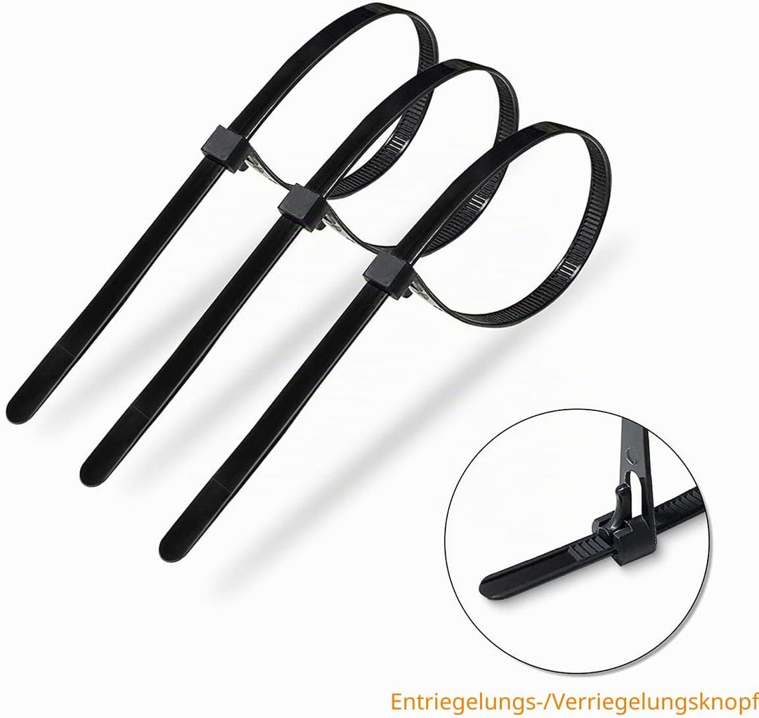Meccion Wiederverwendbarer Kabelbinder 100 Stück UV-Beständig Starkes Nylon Wiederlösbar Kabelbinder