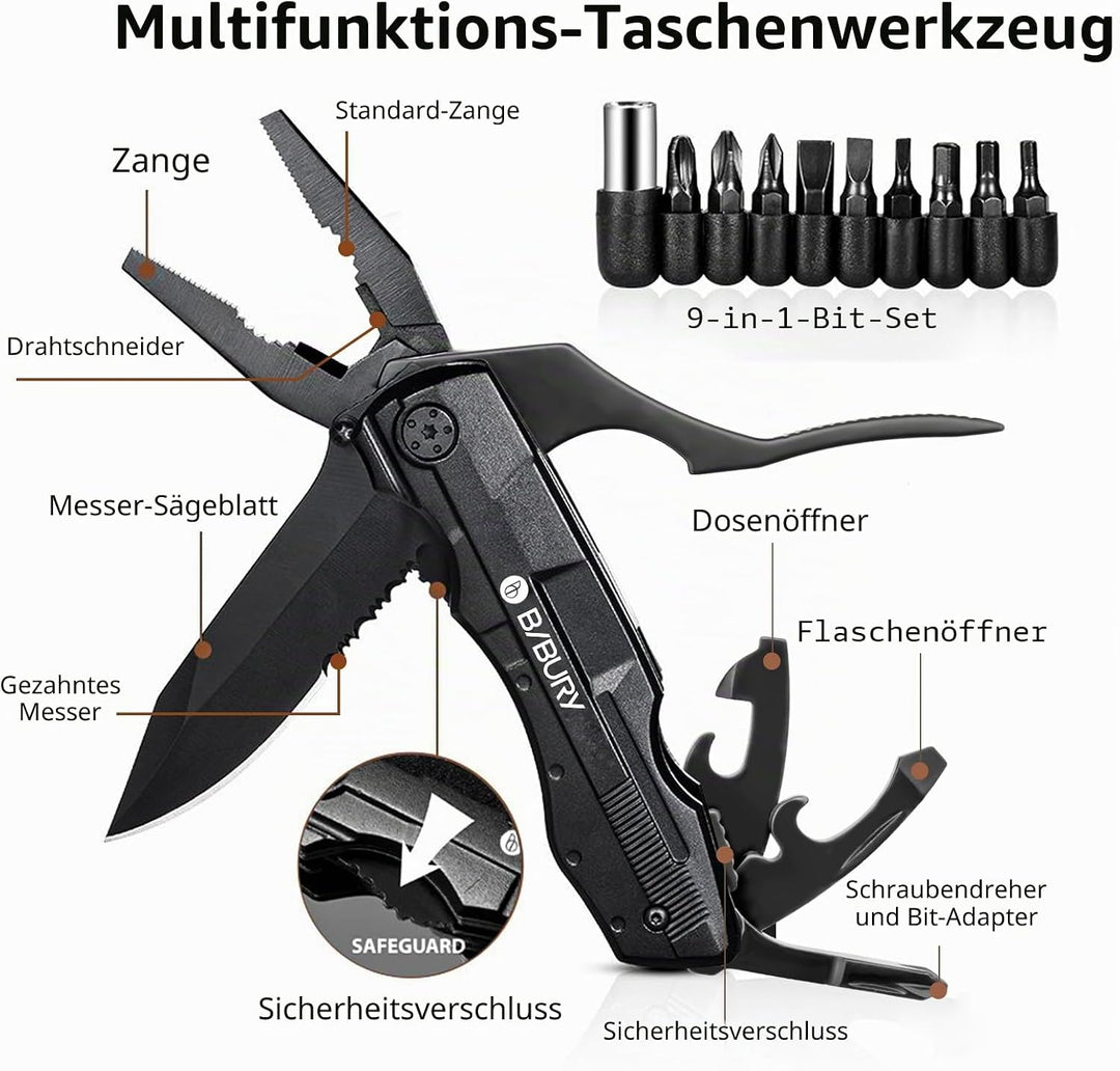 Geschenke für männer, BIBURY 5 in 1 Multifunktionsmesser, Weihnachtsgeschenke Faltbares Multitool Ta