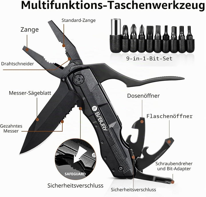 Geschenke für männer, BIBURY 5 in 1 Multifunktionsmesser, Weihnachtsgeschenke Faltbares Multitool Ta