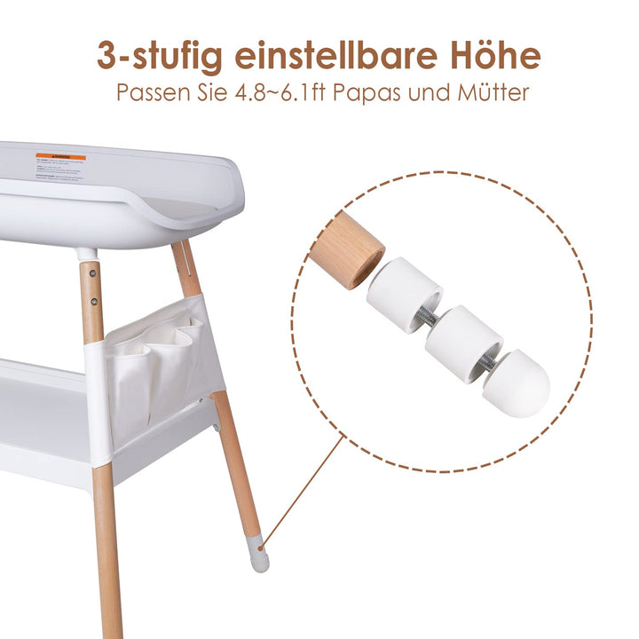 Beberoad Wickeltisch für Babys, Wickeltisch mit grossen Aufbewahrungsfläche und Wasserdichte Hängeta