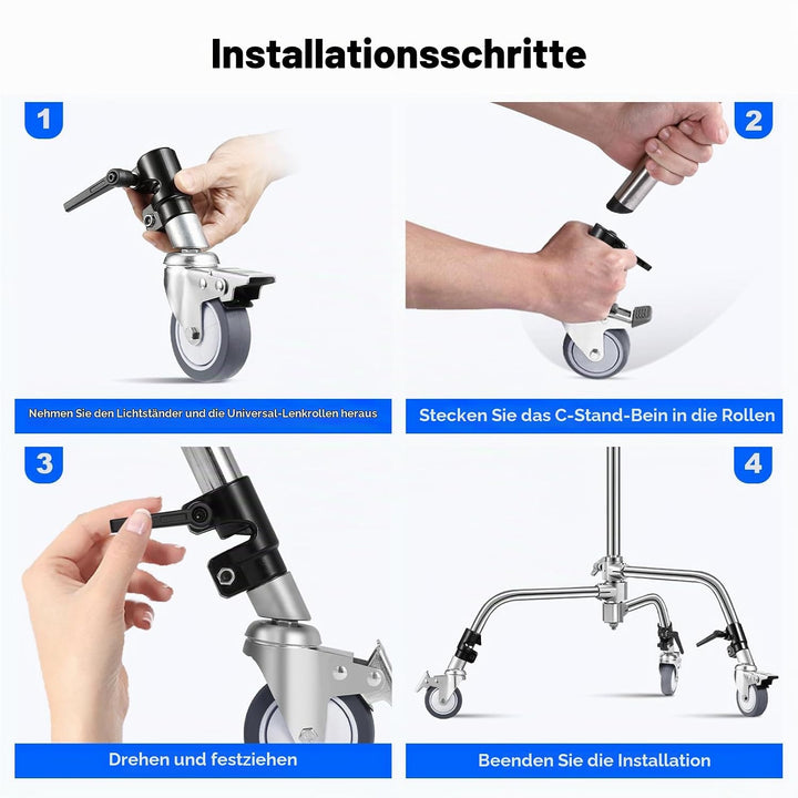 Soonpho 3 Stück C Stand Rollen Stativrollen für Stativ Wheels Stativ Wheels C Ständer Professional L