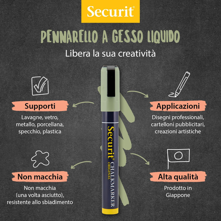 Securit BL-SMA100-V4-COL Kreidemarker (Strichstärke ca. 2 - 6 mm) 8er Set farbig sortiert erdfarben,