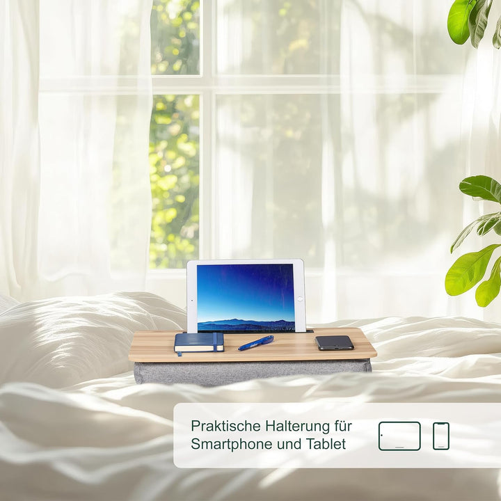 Relaxdays Laptopkissen mit Handyhalter, BxT: 46 x 35 cm, Laptopunterlage für Bett & Sofa, Laptop Kni