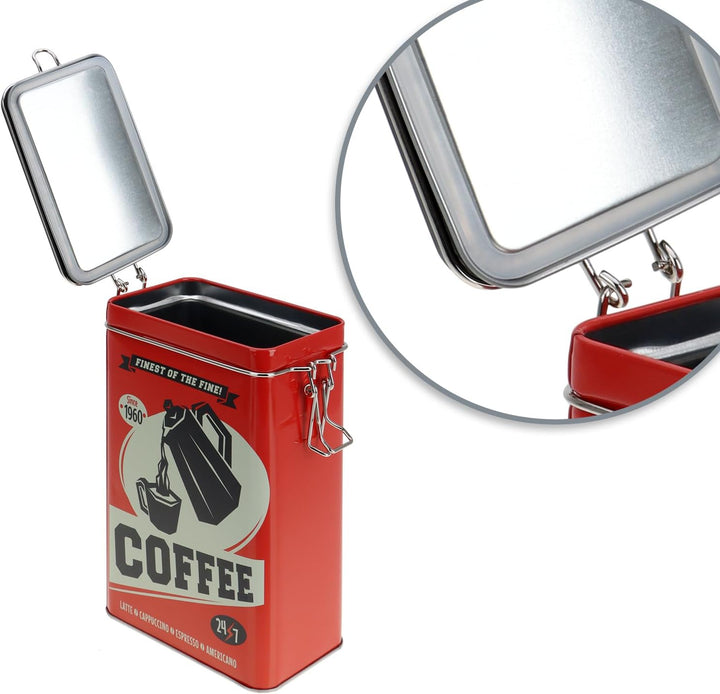 com-four® 4x Vorratsdose aus Metall - Kaffeedose mit verschliessbarem Deckel - Metallbehälter im Ret