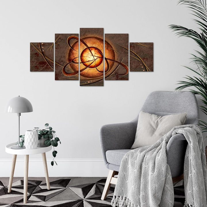 Runa Art Wandbilder Abstrakt 5 Teilig Bild auf Vlies Leinwand Deko Wohnzimmer Schlafzimmer Beige Bra