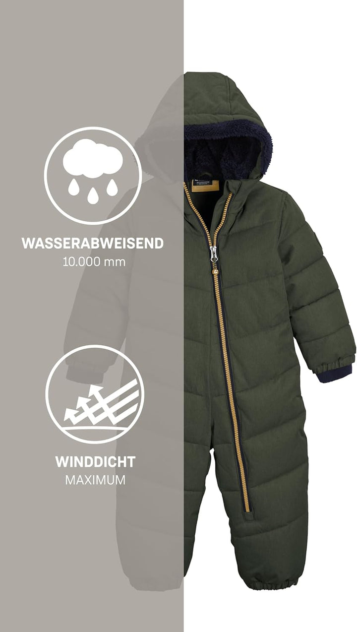 Killtec Unisex Karter Mini Overall in Daunenoptik mit Kapuze 110-116 dunkel waldgrün, 110-116 dunkel