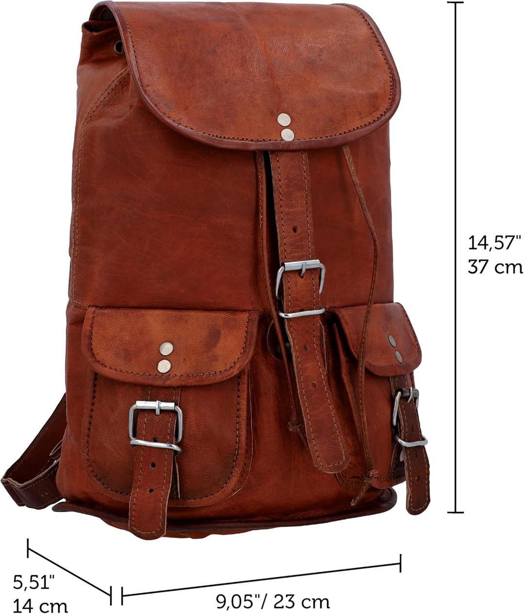 Gusti Rucksack Leder - Gary 13" Damen und Herren Cityucksack Unirucksack Wanderrucksack Alltagsrucks