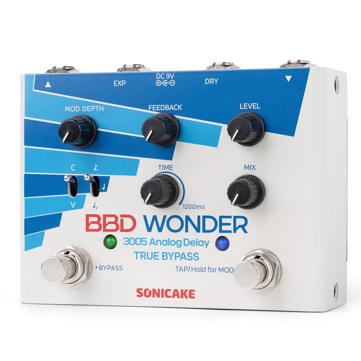 SONICAKE Analoges Delay und Modulation Pedal | mit Chorus, Vibrato, Tap Tempo, True Bypass BBD Wonde