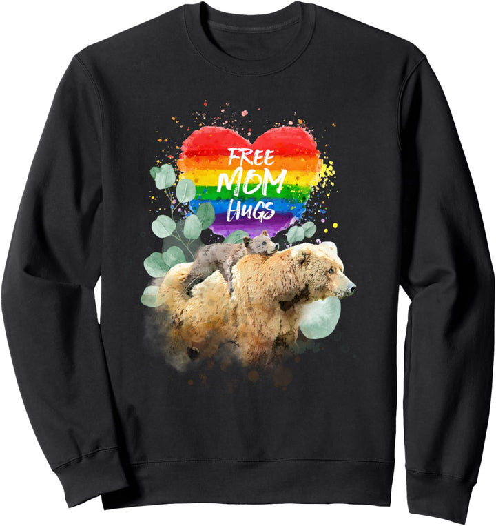 LGBT Stolz Mama Bär Kostenlose Mutter Umarmungen Regenbogen Sweatshirt
