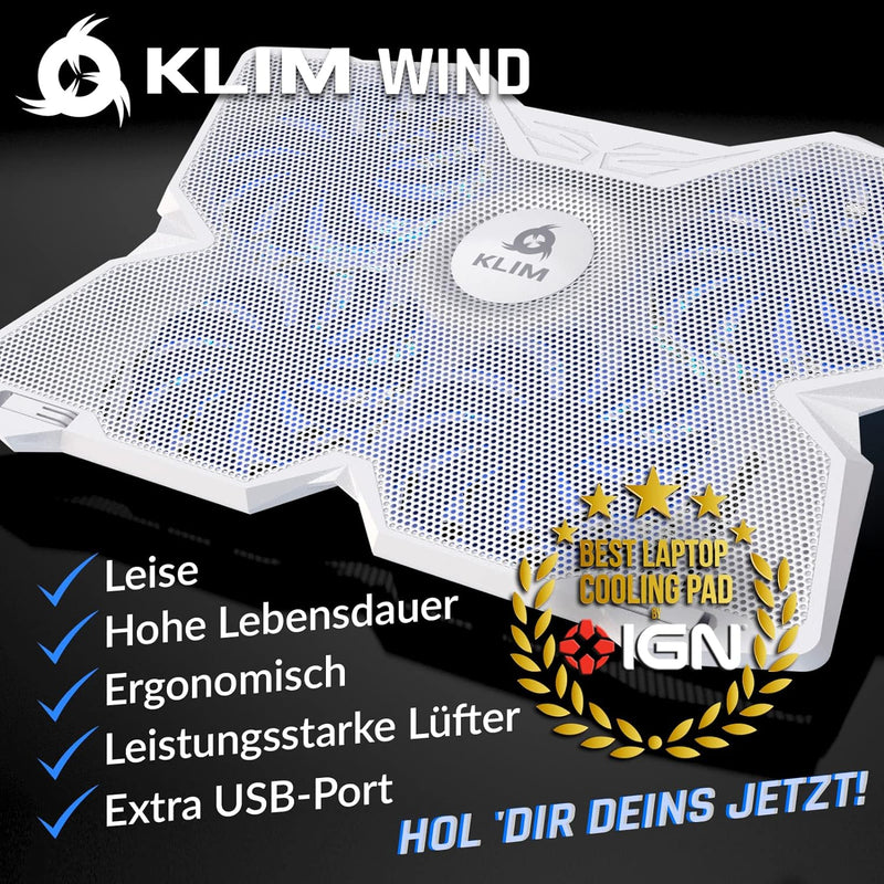 KLIM Wind Laptop Kühler - Mehr als 500 000 verkaufte Einheiten - NEU 2023 - Leistungsstark - Schnell