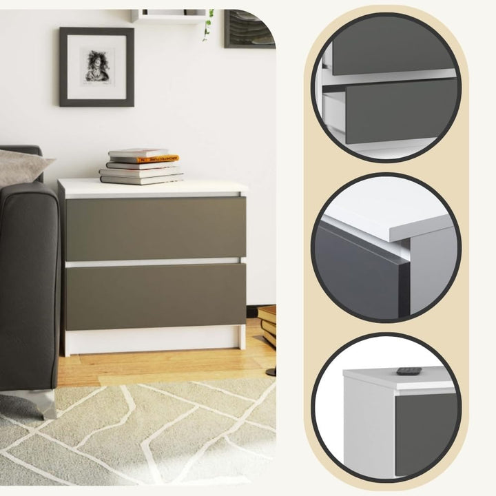 AKORD Kommode K60 mit 2 Schubladen | für das Wohnzimmer Schlafzimmer Schrank Büro Arbeitszimmer | Mo