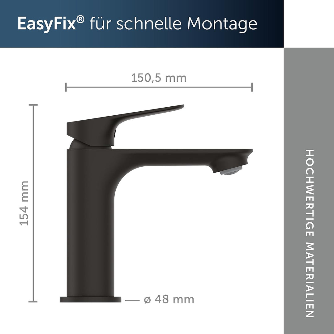 Ideal Standard Alero Waschtischarmatur, mit Garnitur, Höhe 100 mm – Schwarz Silk Black Push-Open Abl