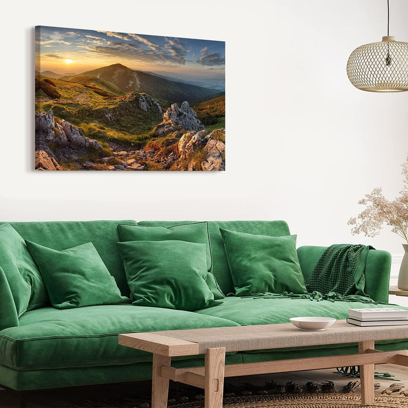 PICANOVA – Bild auf Leinwand Blick auf die Berge vom Gipfel Chleb 100x75cm Leinwandbild – Premium Le