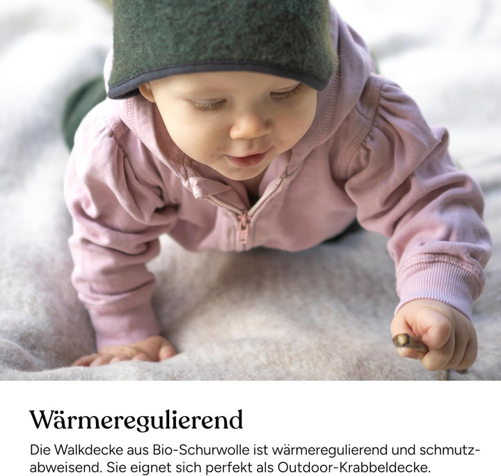 Ehrenkind® Walkdecke | Wolldecke Schurwolle | Babydecke | Kuscheldecke | Bio-Wolle & Bio-Baumwolle |