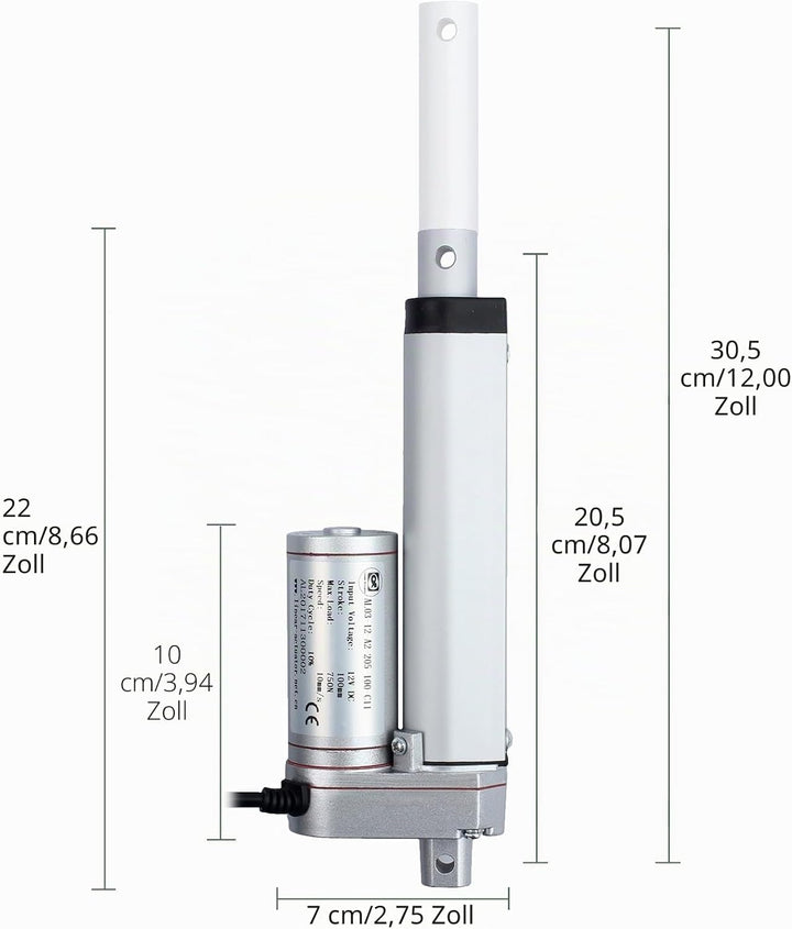 EYPINS Linearmotor 12V, 100MM Linear Actuator 750N 160lbs Linearantrieb Linearmotor Verstellantrieb