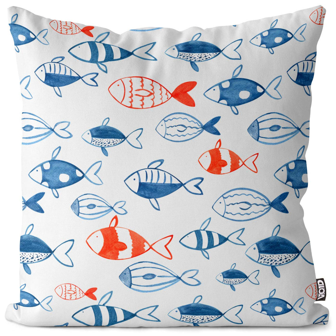 VOID Fischschwarm Blau Rot Kissenbezug Kissenhülle Sofakissen Kissen Deko Outdoor-Kissen Dekokissen,