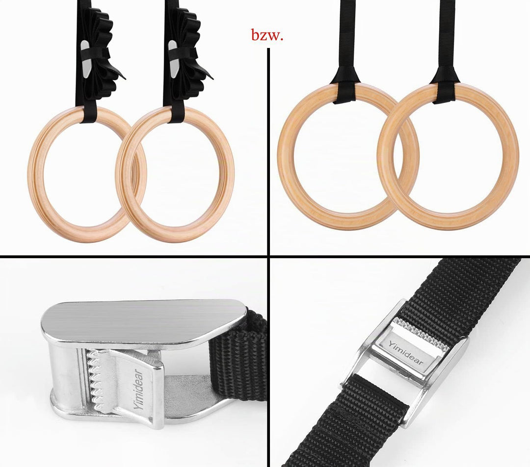 Yimidear Gymnastische Ringe, Holz Olympische Ringe mit Gürtelschnallen Gymnastik-Ringe für Krafttrai