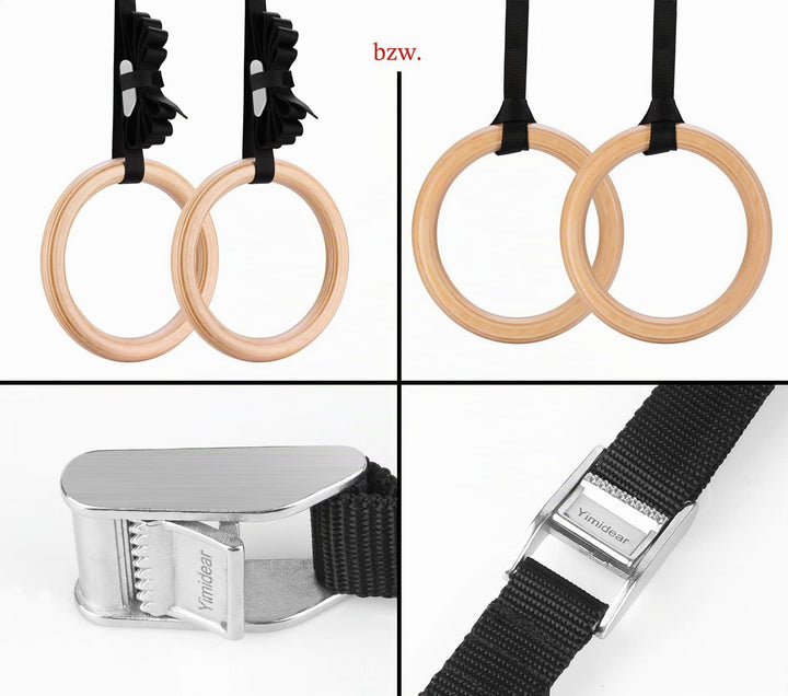 Yimidear Gymnastische Ringe, Holz Olympische Ringe mit Gürtelschnallen Gymnastik-Ringe für Krafttrai