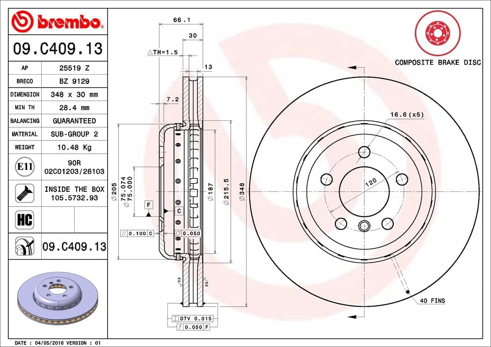 Brembo 09.C409.13 Bremsscheiben , 1 Stück