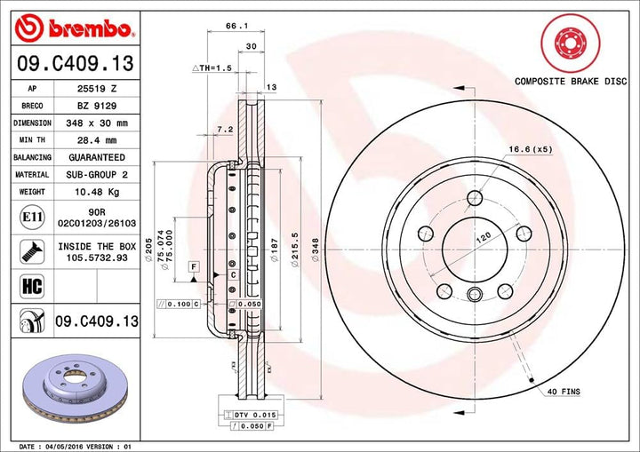 Brembo 09.C409.13 Bremsscheiben , 1 Stück
