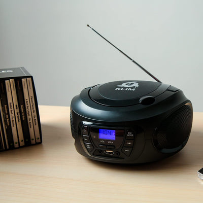 KLIM Boombox Radio mit CD Player - NEU 2024 - FM-Radio, CD Player, Bluetooth, MP3, USB, AUX - Inklus
