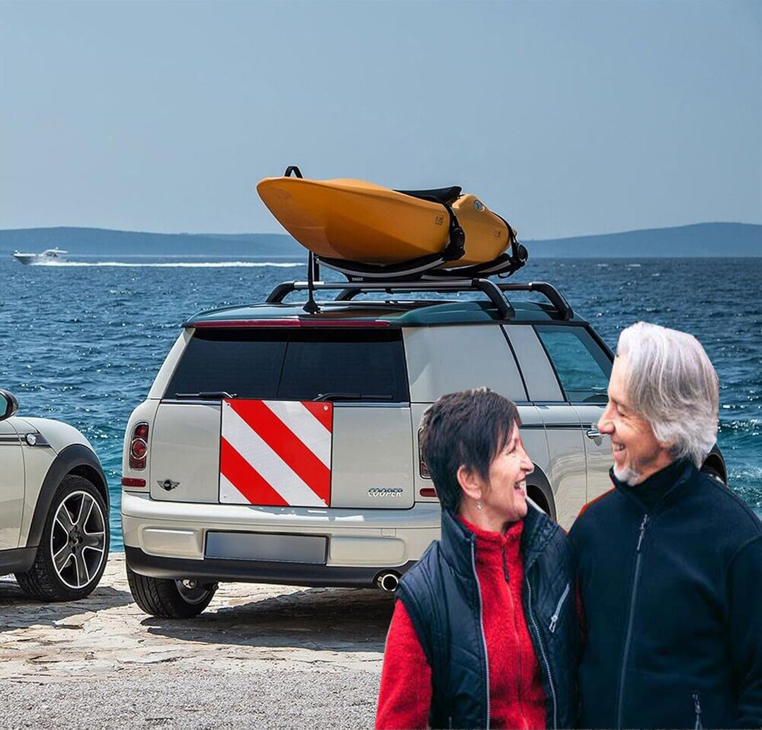 WISCRAFTER Warntafel für Spanien und Portugal Fahrradträger,3 In 1 Alu Reflektierend Warnschild(50 x
