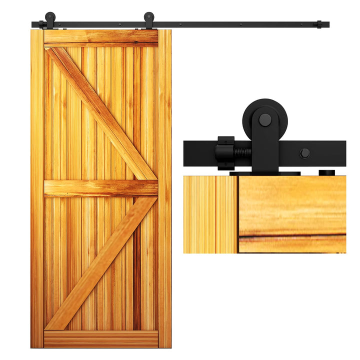 WOLFBIRD 200cm(6.6FT) Schiebetürbeschlag Set Schiebetürsystem Komplett-Set für holz Schiebetür Einze