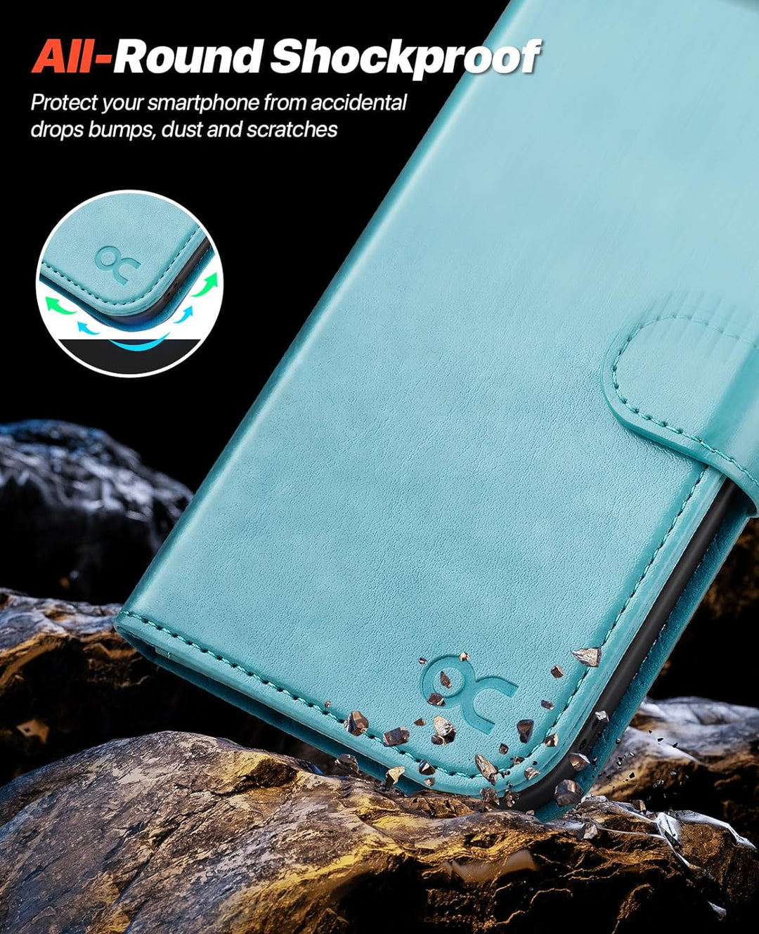 OCASE iPhone 15 Plus Hülle(2in1) Leder Stossfestes Case [Abnehmbare magnetische Hülle] [Kabelloses L